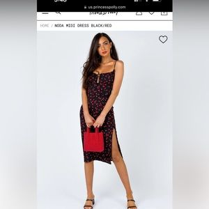 Princess Polly dress new size 4. Black with red flowers